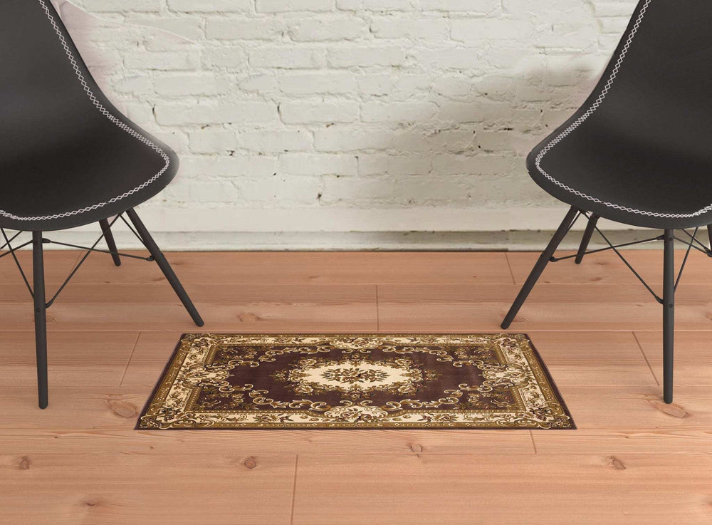 1' X 2' Polypropylene Plum Or Ivory Area Rug - Homeroots - Flyclothing LLC