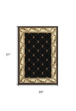 2' X 3' Black Machine Woven Hand Carved Fleur De Lis Indoor Accent Rug - Homeroots - Flyclothing LLC