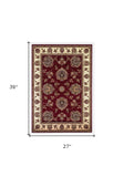 2' X 3' Red And Ivory Floral Area Rug - Homeroots - Flyclothing LLC