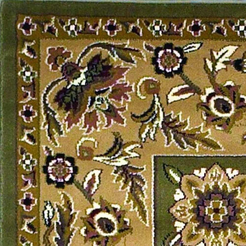 2' X 3' Green Taupe Machine Woven Floral Traditional Indoor Accent Rug - Homeroots - Flyclothing LLC