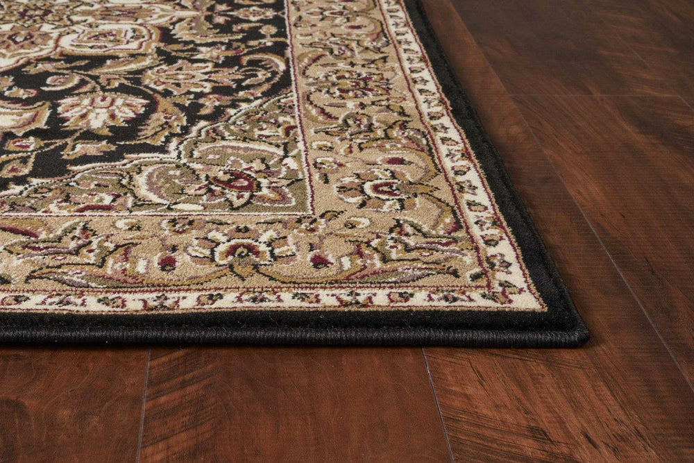 2' X 3' Black Beige Machine Woven Floral Medallion Indoor Accent Rug - Homeroots - Flyclothing LLC
