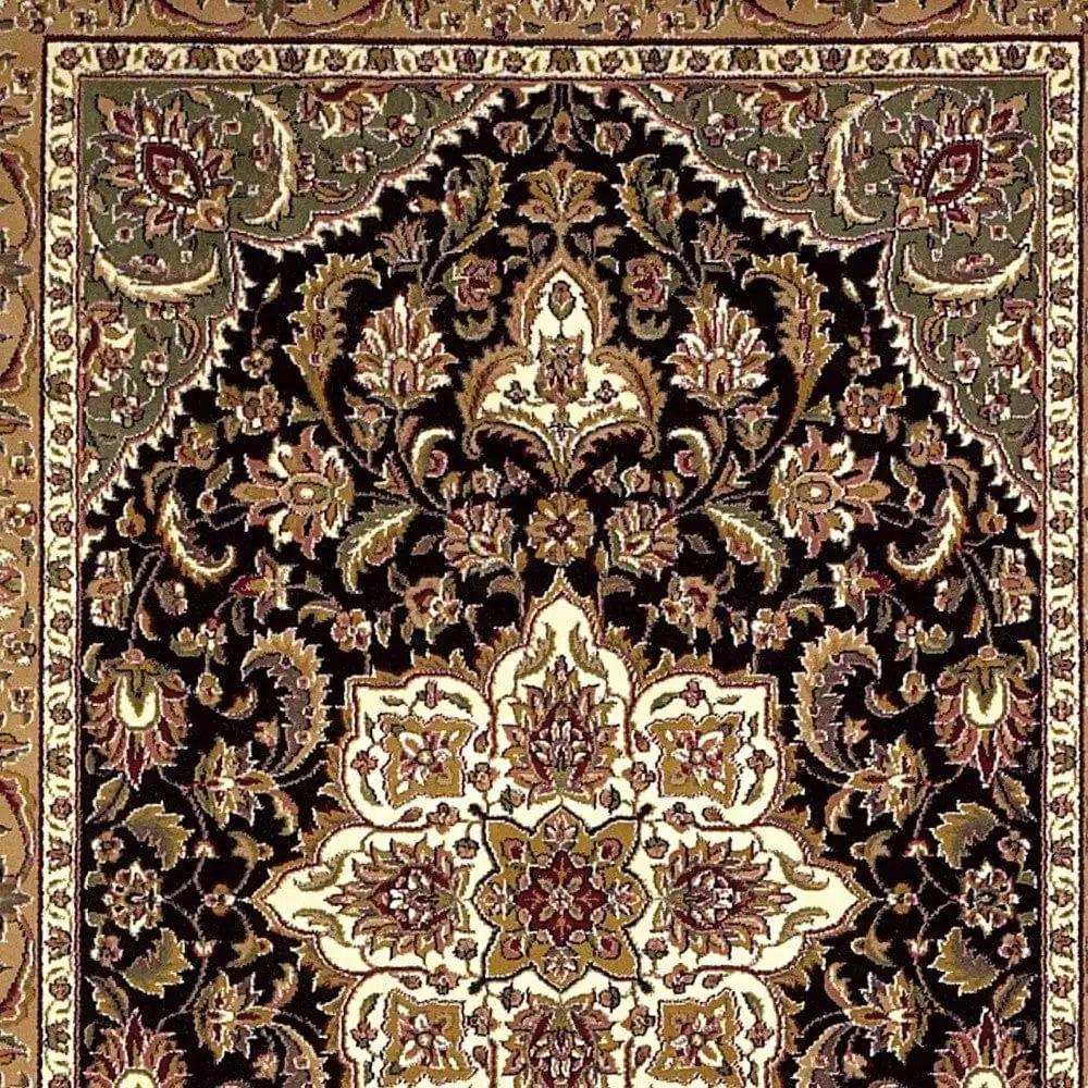 2' X 3' Black Beige Machine Woven Floral Medallion Indoor Accent Rug - Homeroots - Flyclothing LLC