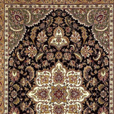 2' X 3' Black Beige Machine Woven Floral Medallion Indoor Accent Rug - Homeroots - Flyclothing LLC