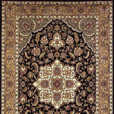 2' X 3' Black Beige Machine Woven Floral Medallion Indoor Accent Rug - Homeroots - Flyclothing LLC