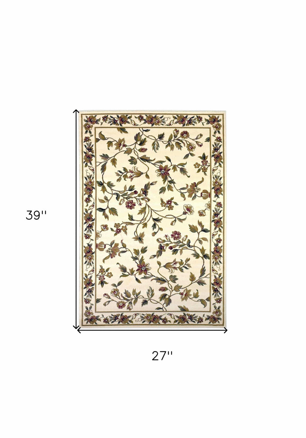 2' X 3' Ivory Machine Woven Floral Vines Indoor Accent Rug - Homeroots - Flyclothing LLC