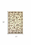 2' X 3' Ivory Machine Woven Floral Vines Indoor Accent Rug - Homeroots - Flyclothing LLC