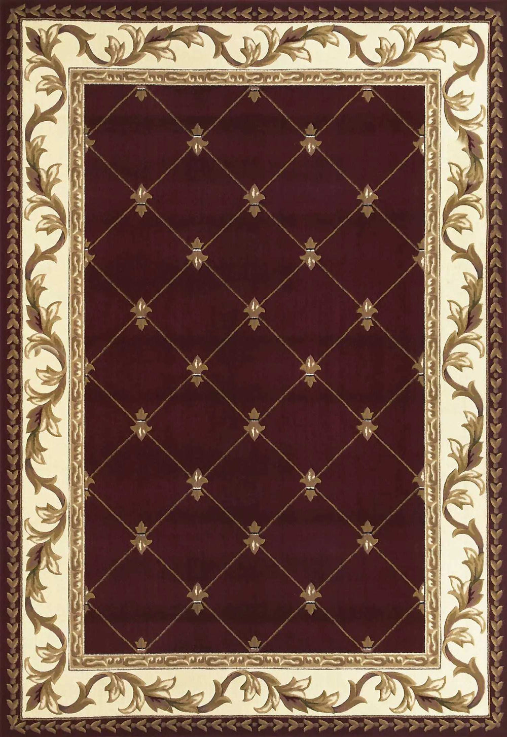 2' X 3' Red Machine Woven Hand Carved Fleur De Lis Indoor Accent Rug - Homeroots - Flyclothing LLC