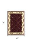 2' X 3' Red Machine Woven Hand Carved Fleur De Lis Indoor Accent Rug - Homeroots - Flyclothing LLC