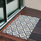 2' X 3' Ivory and Blue Moroccan Handmade Indoor Outdoor Area Rug - Homeroots - Flyclothing LLC