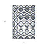 2' X 3' Ivory and Blue Moroccan Handmade Indoor Outdoor Area Rug - Homeroots - Flyclothing LLC