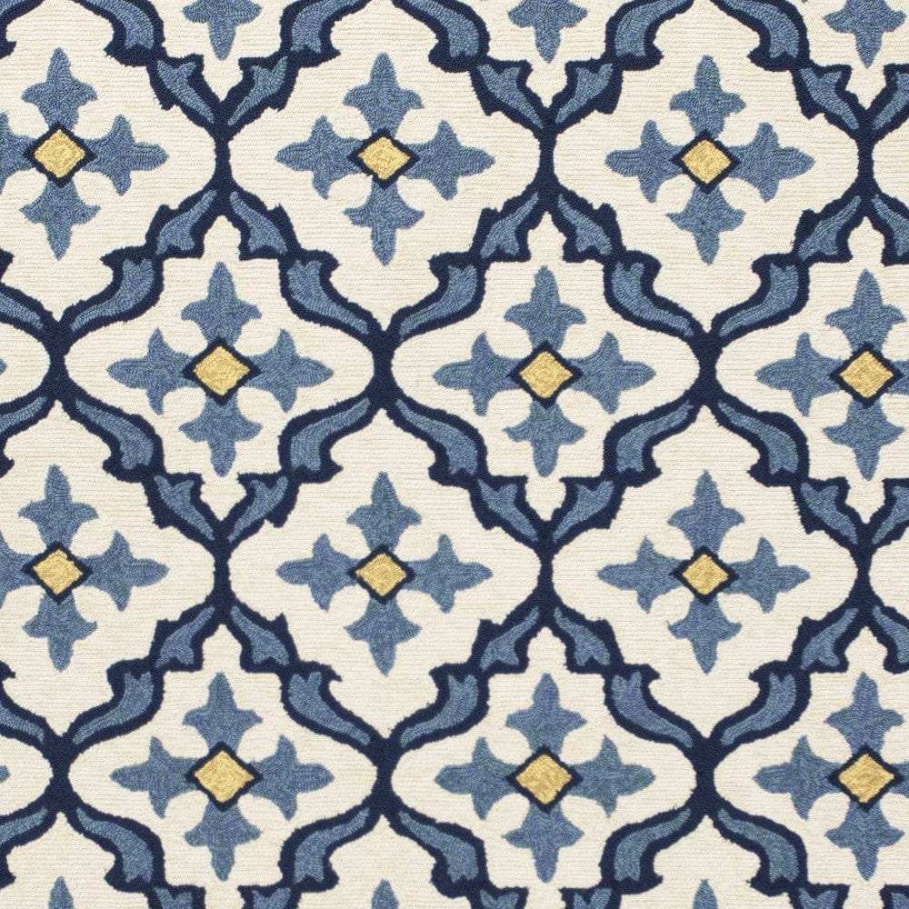 2' X 3' Ivory and Blue Moroccan Handmade Indoor Outdoor Area Rug - Homeroots - Flyclothing LLC