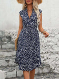 Slit Printed Cap Sleeve Dress - Trendsi - Flyclothing LLC