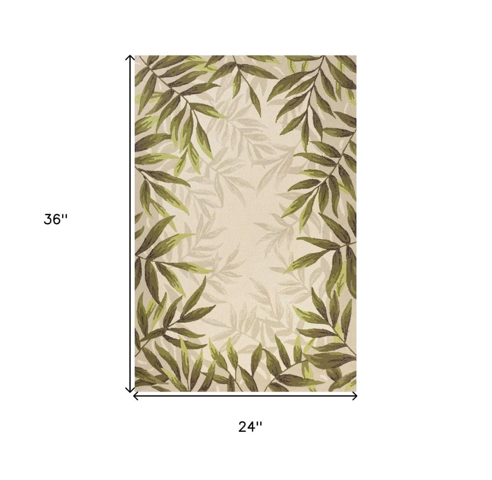 2' X 3' Beige Floral Handmade Indoor Outdoor Area Rug - Homeroots - Flyclothing LLC