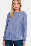 Zenana Full Size Melange Round Neck Top - Trendsi - Flyclothing LLC