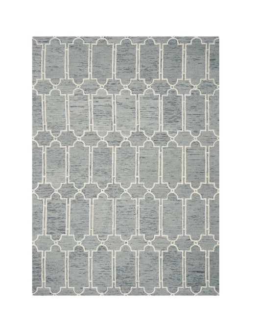 2' X 4' Blue Wool Geometric Hand Tufted Area Rug - Homeroots - Flyclothing LLC