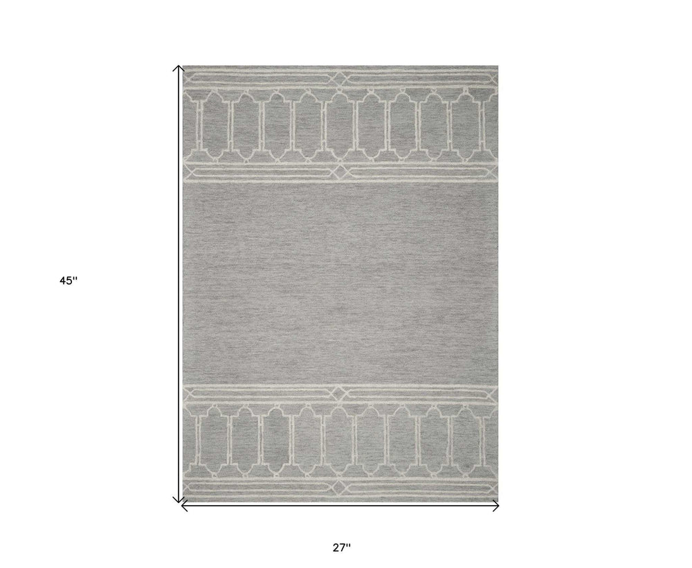 2' X 4' Gray Wool Ogee Hand Tufted Area Rug - Homeroots - Flyclothing LLC