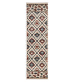8' Ivory Machine Woven Geometric Lodge Indoor Runner Rug - Homeroots - Flyclothing LLC