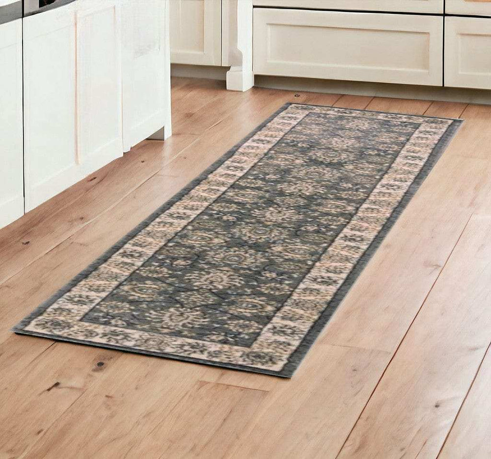 8' Grey Or Ivory Polypropylene Runner Rug - Homeroots - Flyclothing LLC