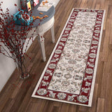 8' Ivory Red Bordered Floral Indoor Runner Rug - Homeroots - Flyclothing LLC
