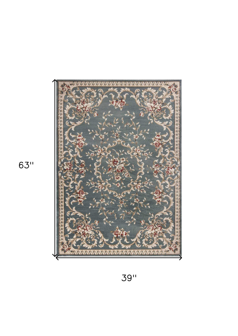 3' X 5' Slate Blue Floral Area Rug - Homeroots - Flyclothing LLC