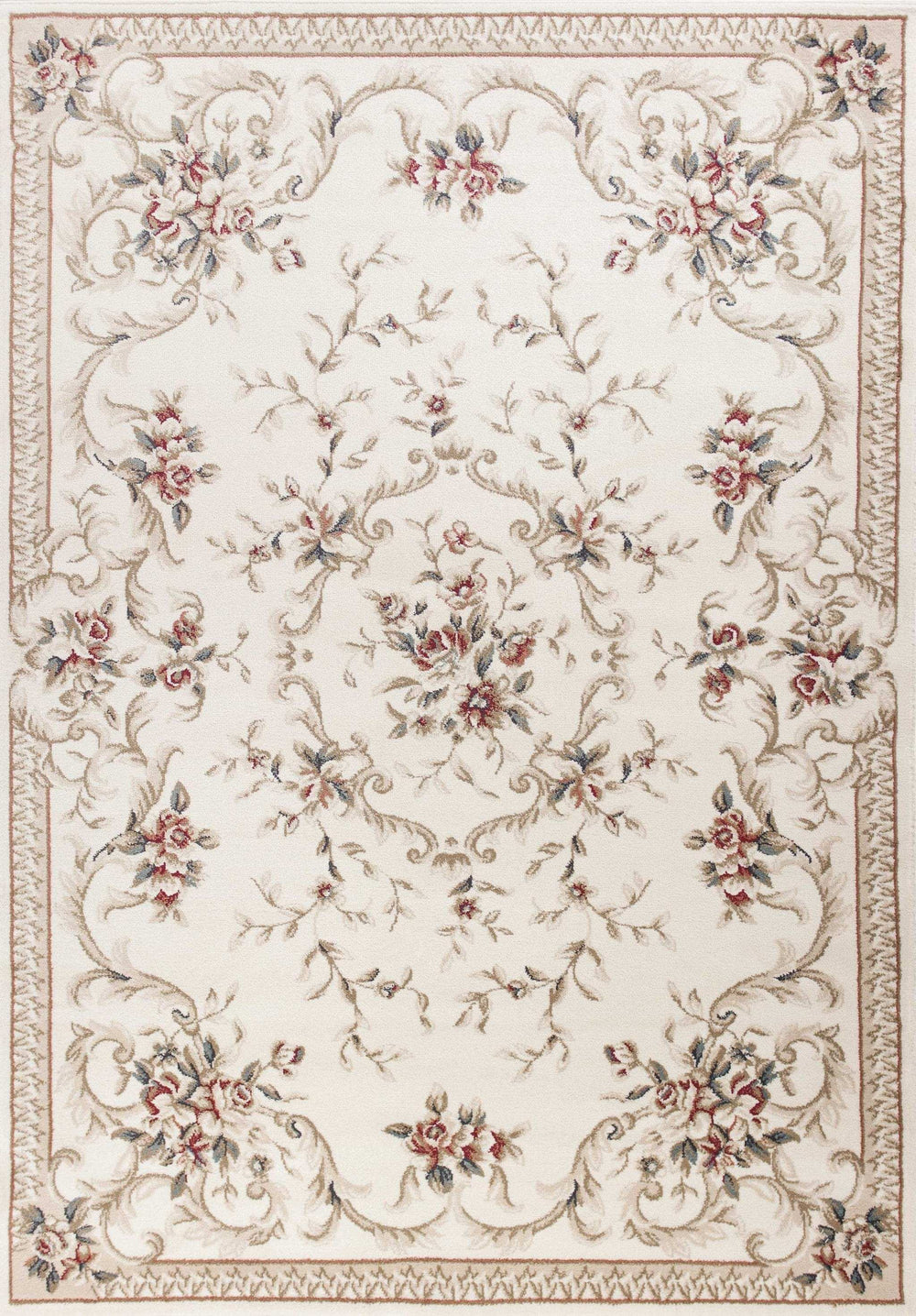 3' X 5' Ivory Bordered Floral Indoor Area Rug - Homeroots - Flyclothing LLC