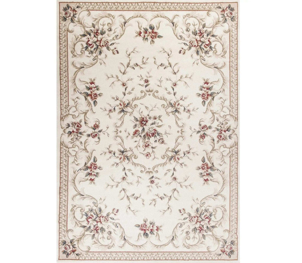 3' X 5' Ivory Bordered Floral Indoor Area Rug - Homeroots - Flyclothing LLC