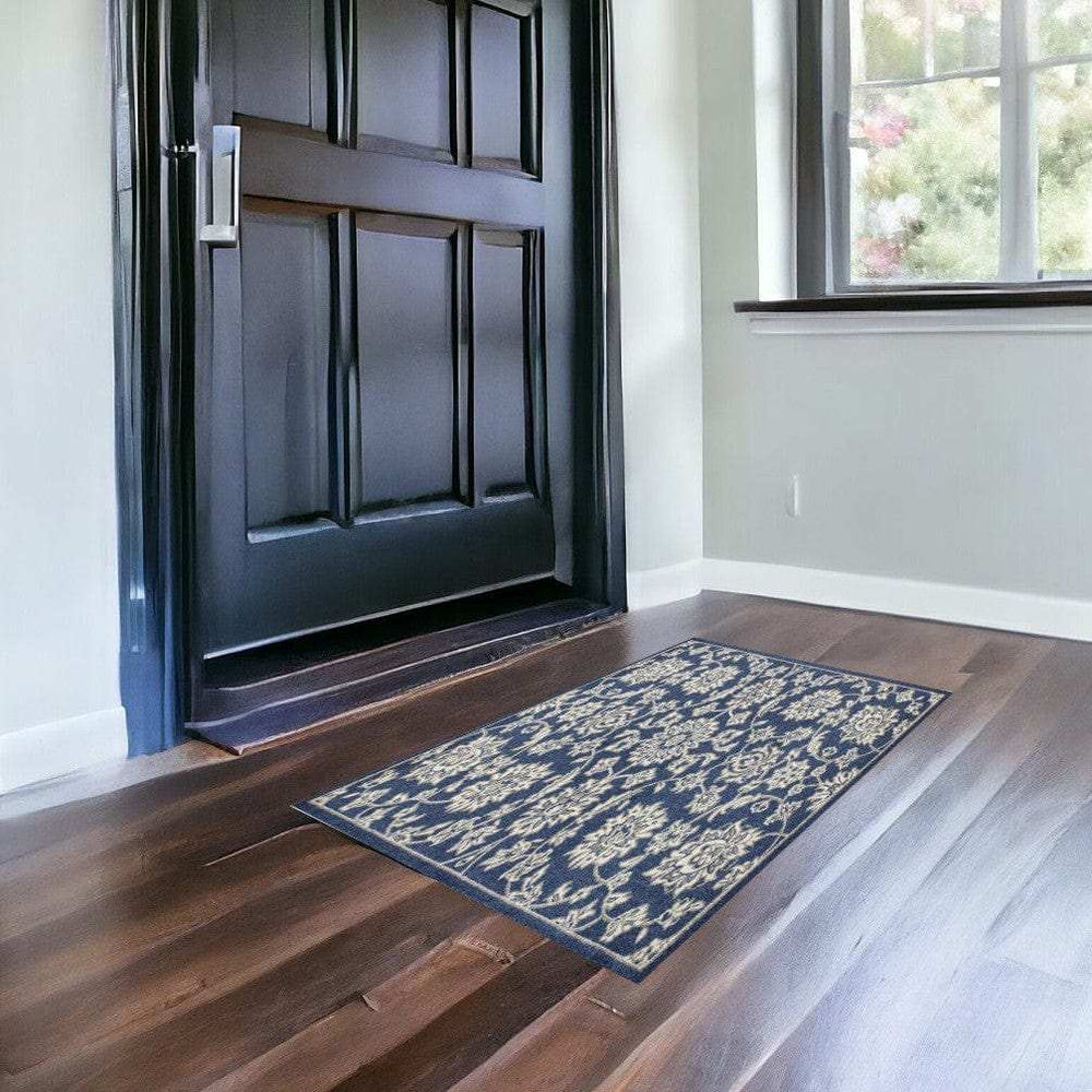 3' X 5' Blue and Ivory Area Rug - Homeroots - Flyclothing LLC