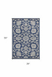 3' X 5' Blue and Ivory Area Rug - Homeroots - Flyclothing LLC