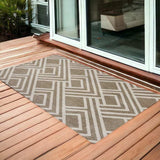 3' X 5' Beige Geometric Indoor Outdoor Area Rug - Homeroots - Flyclothing LLC