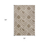 3' X 5' Beige Geometric Indoor Outdoor Area Rug - Homeroots - Flyclothing LLC
