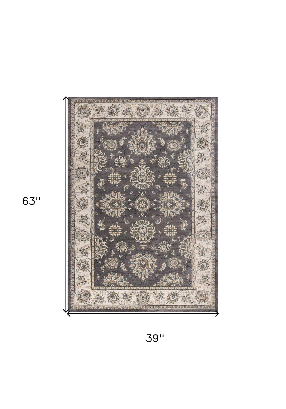 3' X 5' Gray and Ivory Floral Area Rug - Homeroots - Flyclothing LLC