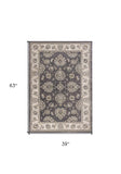 3' X 5' Gray and Ivory Floral Area Rug - Homeroots - Flyclothing LLC