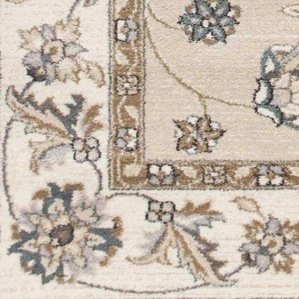 3' X 5' Beige and Ivory Floral Area Rug - Homeroots - Flyclothing LLC