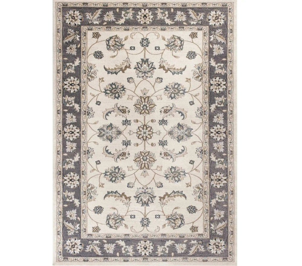 3' X 5' Gray and Ivory Floral Area Rug - Homeroots - Flyclothing LLC
