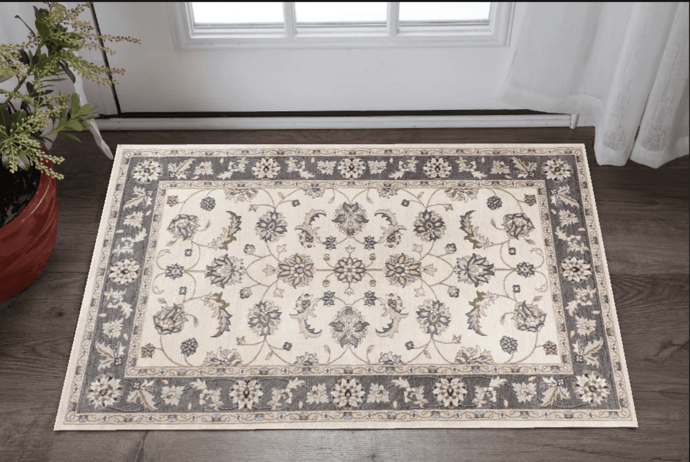 3' X 5' Gray and Ivory Floral Area Rug - Homeroots - Flyclothing LLC