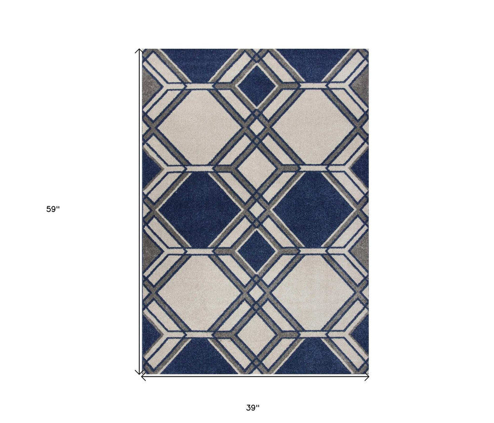 3' X 5' Ivory Geometric Area Rug - Homeroots - Flyclothing LLC