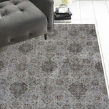 2' X 4' Silver Damask Area Rug - Homeroots - Flyclothing LLC