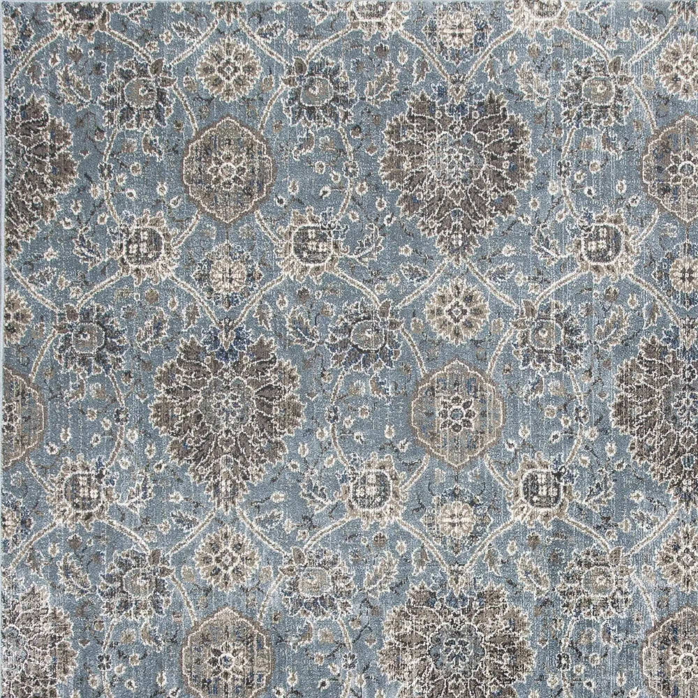 2' X 4' Slate Blue Damask Area Rug - Homeroots - Flyclothing LLC