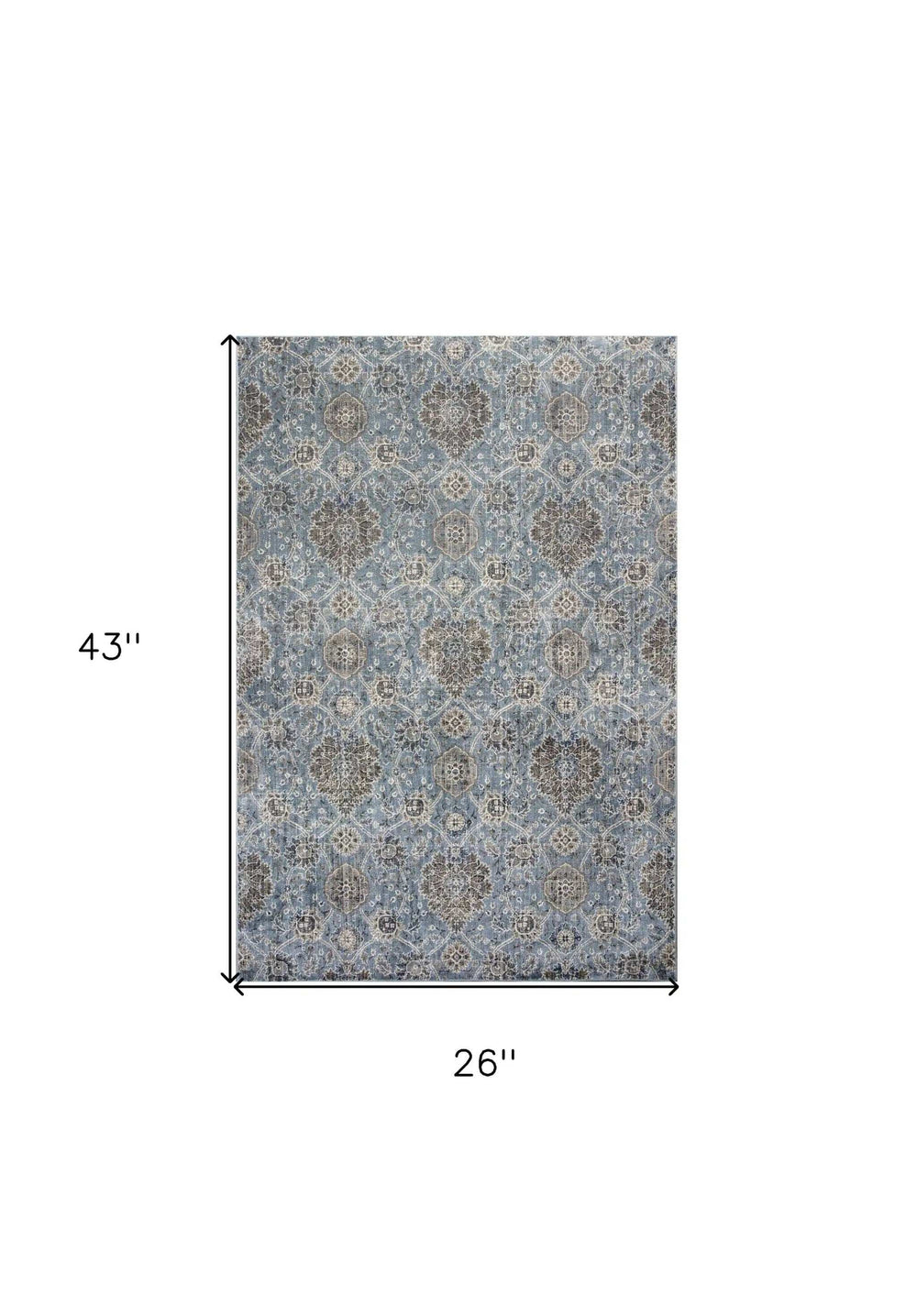 2' X 4' Slate Blue Damask Area Rug - Homeroots - Flyclothing LLC