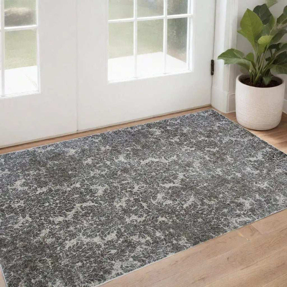 2' X 4' Ivory Damask Area Rug - Homeroots - Flyclothing LLC