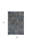2' X 4' Slate Blue Damask Area Rug - Homeroots - Flyclothing LLC