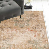 7' Champagne Beige Machine Woven Damask Indoor Runner Rug - Homeroots - Flyclothing LLC