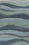 2' X 4' Ocean Blue Teal Hand Tufted Abstract Waves Indoor Accent Rug - Homeroots - Flyclothing LLC