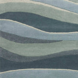 2' X 4' Ocean Blue Teal Hand Tufted Abstract Waves Indoor Accent Rug - Homeroots - Flyclothing LLC