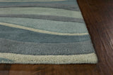 2' X 4' Ocean Blue Teal Hand Tufted Abstract Waves Indoor Accent Rug - Homeroots - Flyclothing LLC