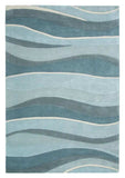 2' X 4' Ocean Blue Teal Hand Tufted Abstract Waves Indoor Accent Rug - Homeroots - Flyclothing LLC