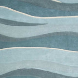 2' X 4' Ocean Blue Teal Hand Tufted Abstract Waves Indoor Accent Rug - Homeroots - Flyclothing LLC
