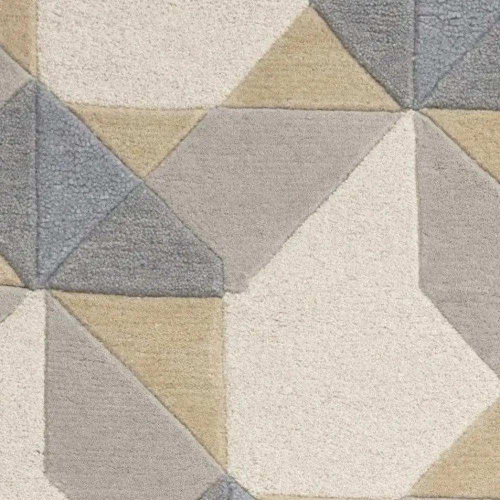 2' X 4' Ivory Or Grey Polygon Pattern Wool Area Rug - Homeroots - Flyclothing LLC