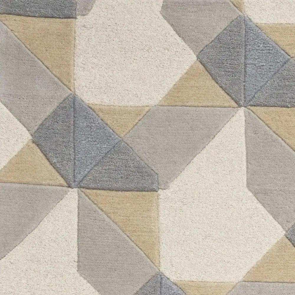 2' X 4' Ivory Or Grey Polygon Pattern Wool Area Rug - Homeroots - Flyclothing LLC