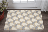 2' X 4' Ivory Or Grey Polygon Pattern Wool Area Rug - Homeroots - Flyclothing LLC